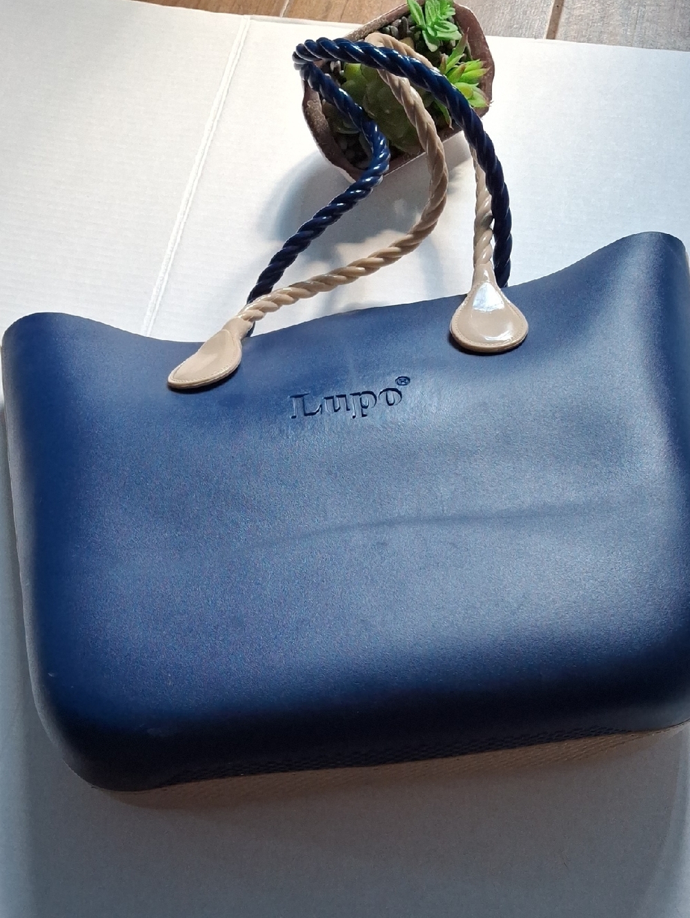 LupoNavy Blue Tote Bag with Twisted Rope Handles